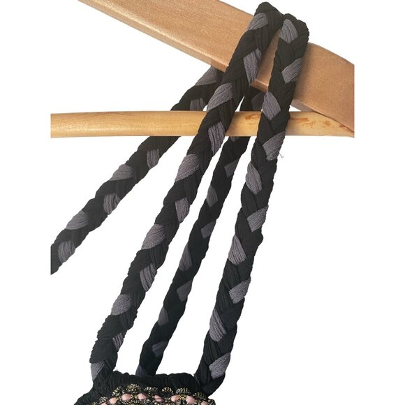 Randolph Duke black maxi embroidered toga dress spaghetti straps boho size 10 - Picture 5 of 8